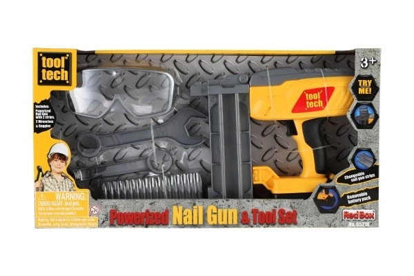 Pistolet à clous/Pistolet à air comprimé plastique 21x18cm avec accessoires à piles avec son, lumière dans une boîte
