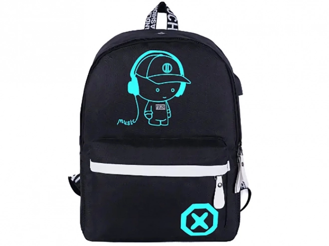 Cartable scolaire avec motif musical et USB