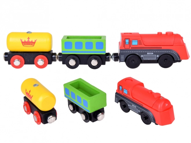 Train en bois avec locomotive et figurines