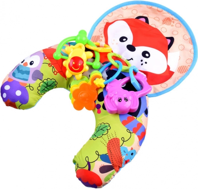Coussin stabilisateur pour bébés avec hochets et tapis bruissant – Renard