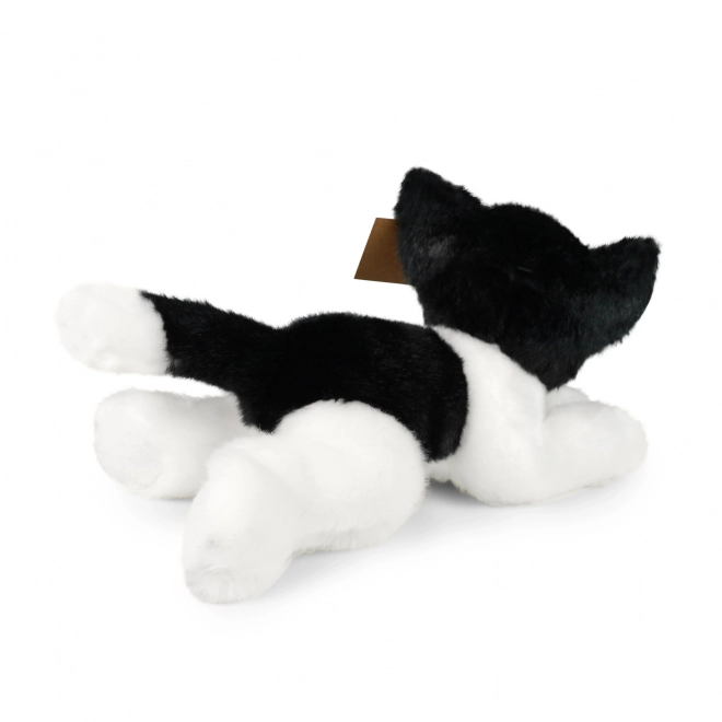 Chat en peluche blanc-noir couché 16 cm ECO-FRIENDLY