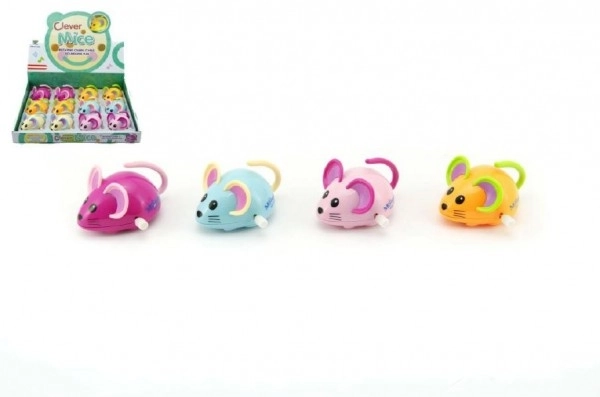 Souris plastique à remontoir 8 cm, 5 couleurs