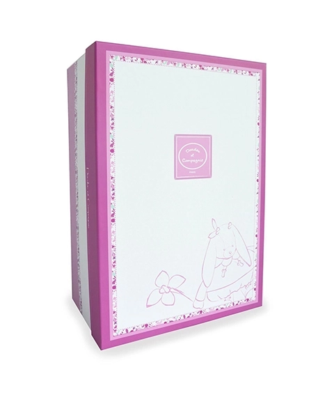 Ensemble cadeau lapin avec attache tétine 17 cm