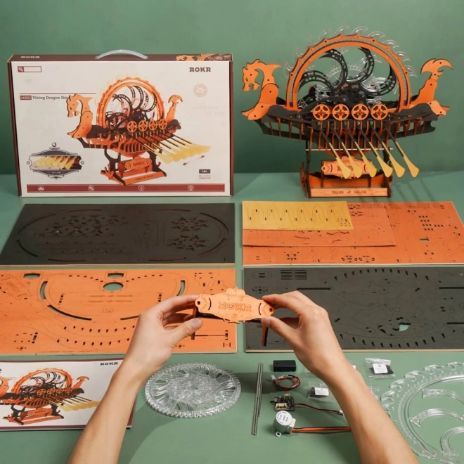 Puzzle en bois du bateau dragon viking