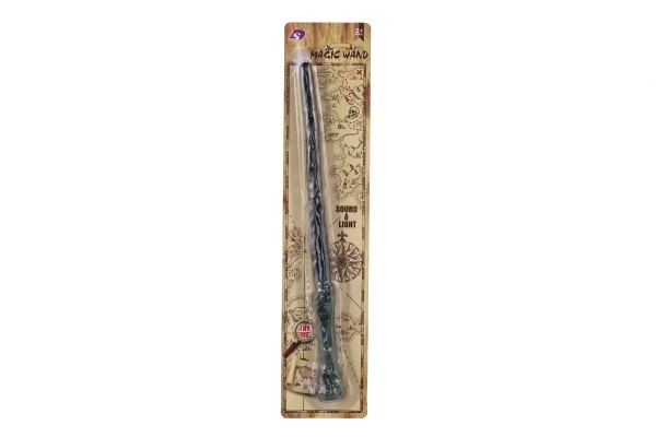 Baguette magique en plastique 36cm avec lumières et sons, sur carte de carnaval