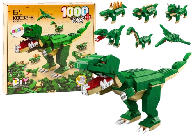 Blocs de construction dinosaures 6 en 1 Jeu DIY Dinosaure 1000 pièces
