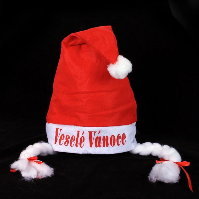 Chapeau de Noël avec tresses blanches