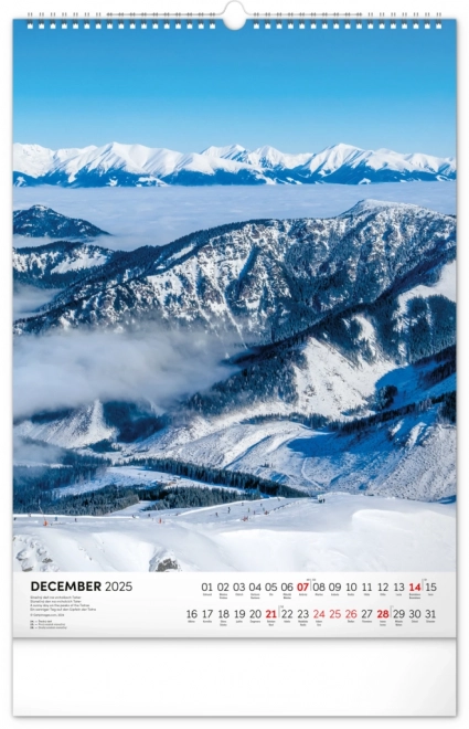 NOTIQUE Calendrier mural Tatry 2025, 33 x 46 cm