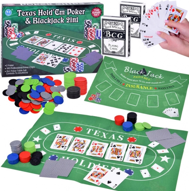 Jeu de cartes Poker et Blackjack Set 2-en-1
