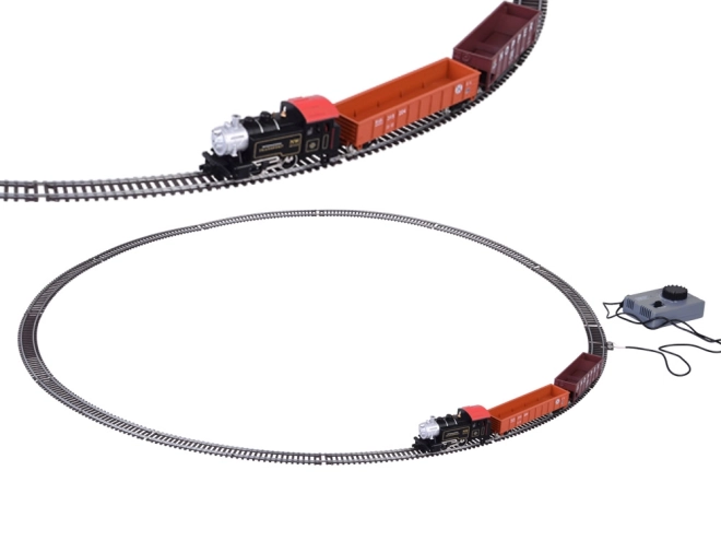 Ensemble de train électrique avec locomotive à vapeur classique et unité de contrôle