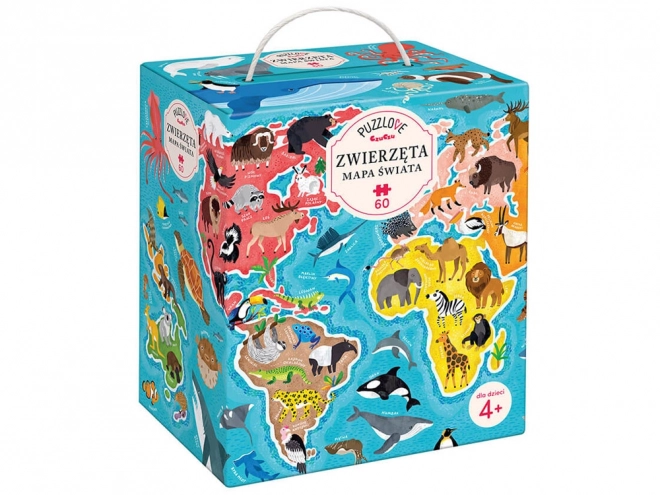 Puzzle 60 pièces Puzzlove - Carte du monde Animaux