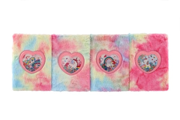 Bloc-notes en peluche arc-en-ciel licorne mélangé avec d'autres types dans un sac 16x21x2cm