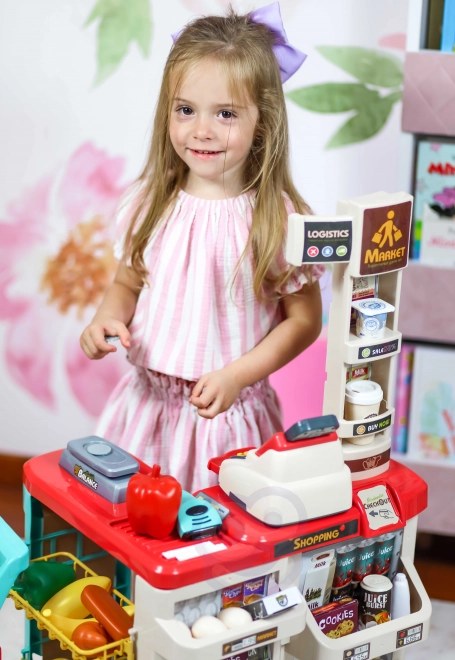 Supermarché avec chariot et scanner