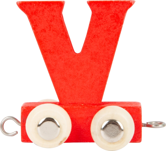 small foot petit train en bois – lettre V, wagon coloré