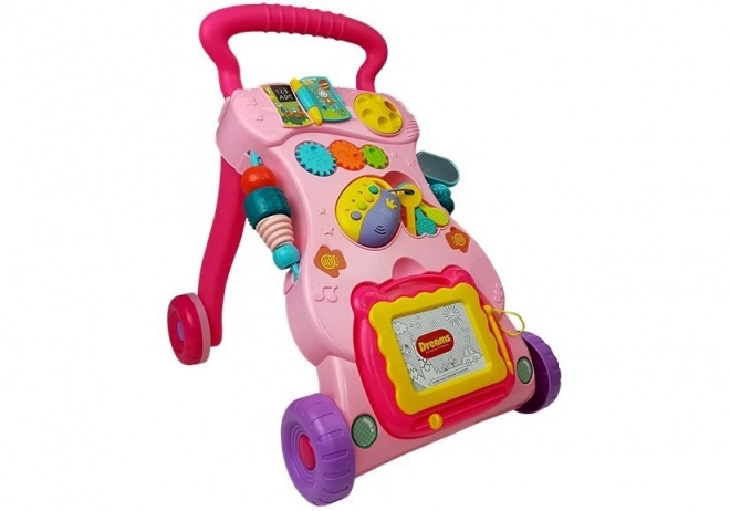 Trotteur pour enfants avec tableau à dessin Rose