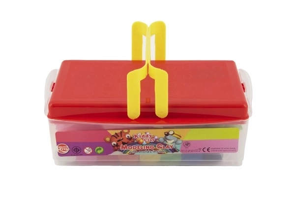 Pâte à modeler NARA 430g 8pcs avec emporte-pièces 10pcs avec rouleau et accessoires dans boîte plastique 21x12x8cm