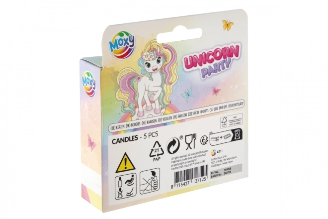 Bougies 3D – Licorne 5 pièces