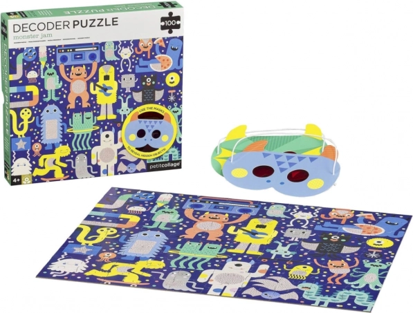 Petit Collage puzzle Monstres 100 pièces avec masques 3D