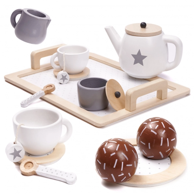 Ensemble de thé en bois pour enfants avec vaisselle