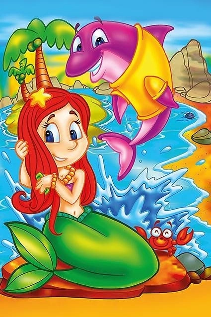 puzzle en bois sirène et ses amis 16 pièces