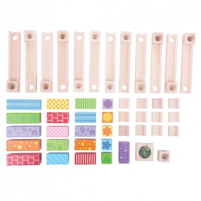 Bigjigs Toys Piste de billes en bois colorée