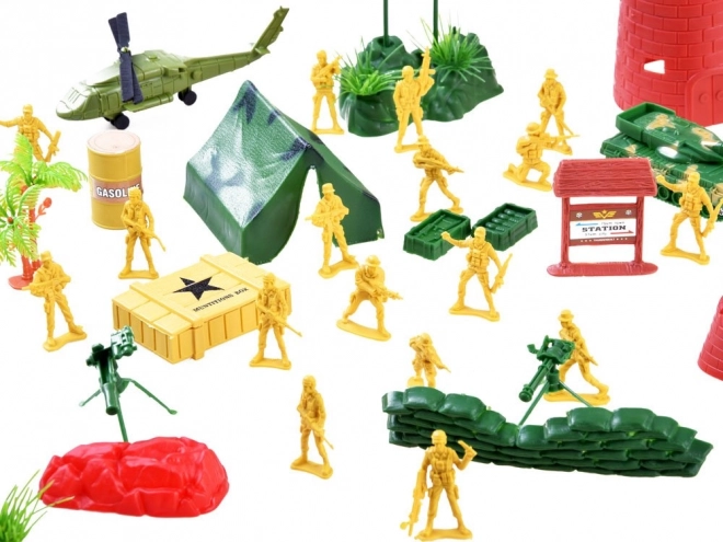 Grande ensemble de figurines de soldats armée tank hélicoptère ZA3287