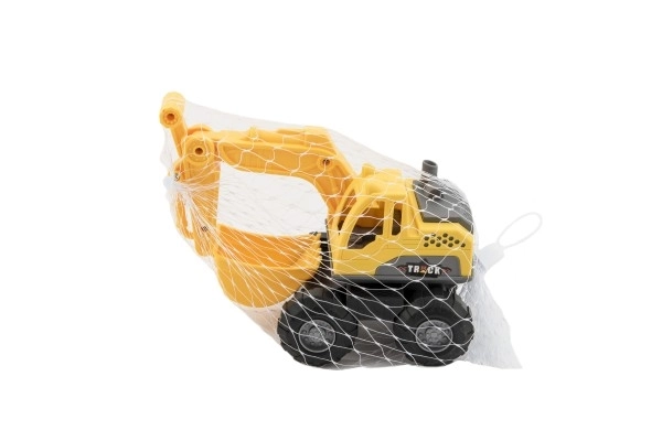 Engin de construction en plastique 18-20cm mix des types en roue libre dans un filet