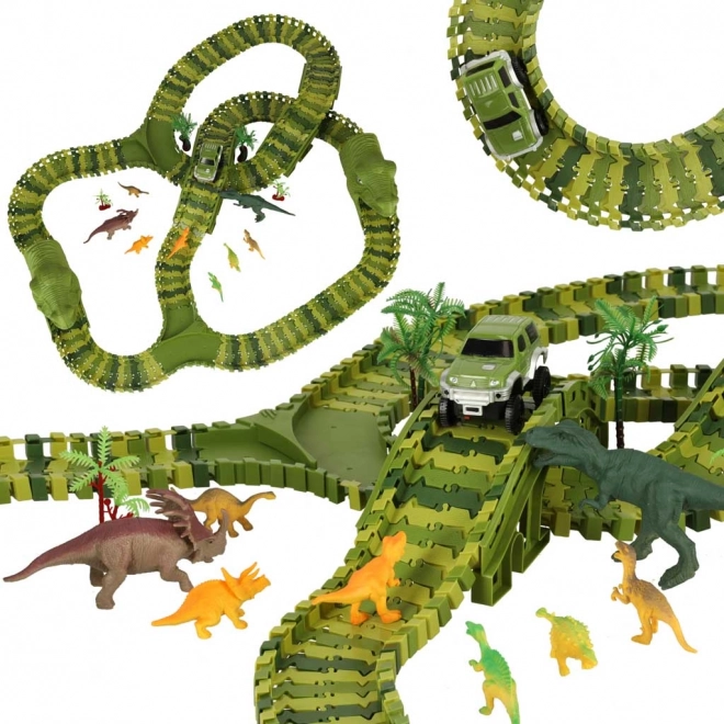 Piste de course de dinosaures avec voitures 240 pièces