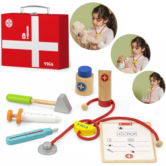 Ensemble de médecin en bois