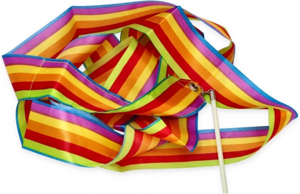 GOKI ruban de gymnastique avec baguette arc-en-ciel - rayé