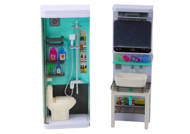Ensemble de jeu de salle de bain 4 en 1 Douche Toilettes Machine à laver Accessoires