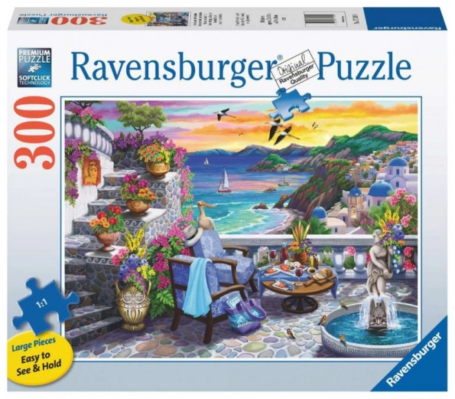 Puzzle 2D grand format Coucher de soleil sur Santorin 300 pièces