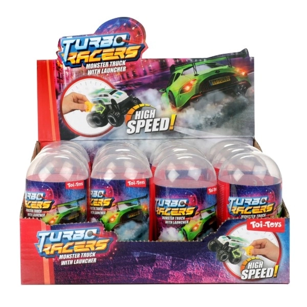 Mini voiture tout-terrain avec démarreur en plastique 4cm dans un œuf en plastique 5x10cm 12pcs en boîte