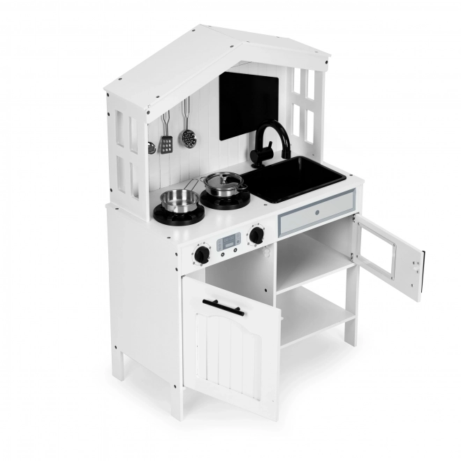 Cuisine en bois pour enfants, four, brûleurs micro-ondes, accessoires ECOTOYS