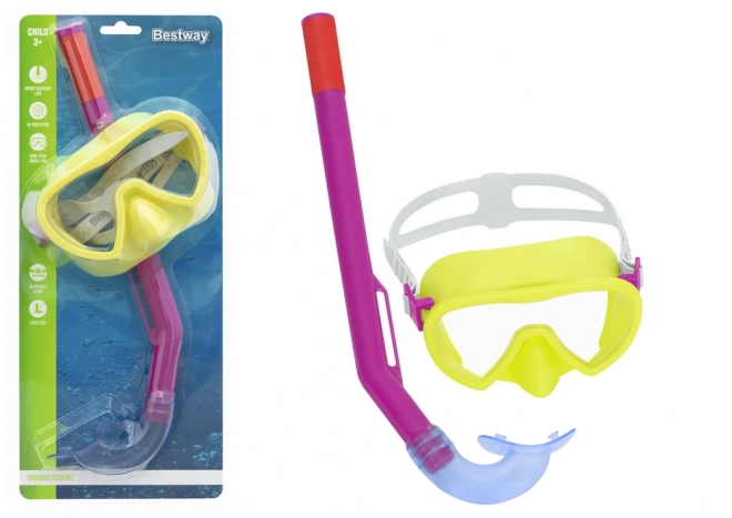 Masque de snorkeling pour enfants avec tuyau jaune et rose Bestway