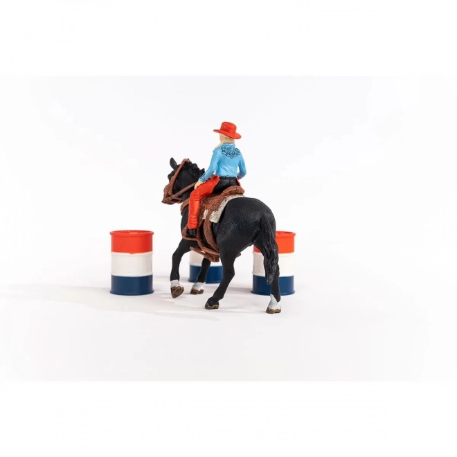 Ensemble de figurines Farm World Cowgirl et Course autour du baril