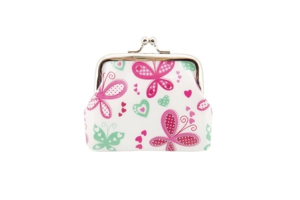 Porte-monnaie fille plastique/métal 9x8cm en sachet