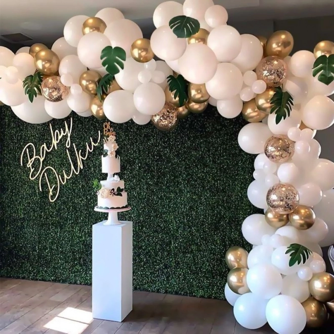 Guirlande de ballons dorée et blanche - 90 pièces