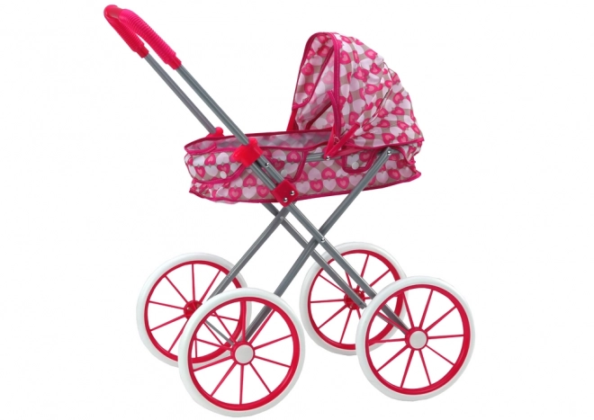 Poussette pour poupées Grandes roues pliables Cœurs roses
