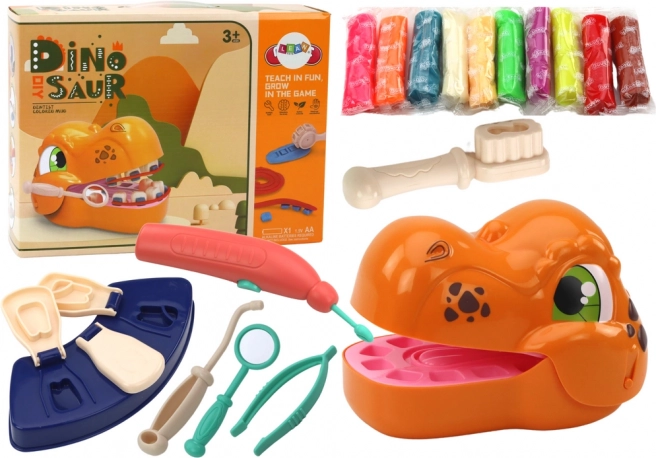 Coffret créatif dentiste dinosaure avec pâte à modeler et accessoires