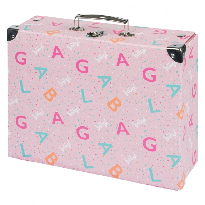 BAAGL Valise pliante scolaire Logo - rose avec garniture en métal