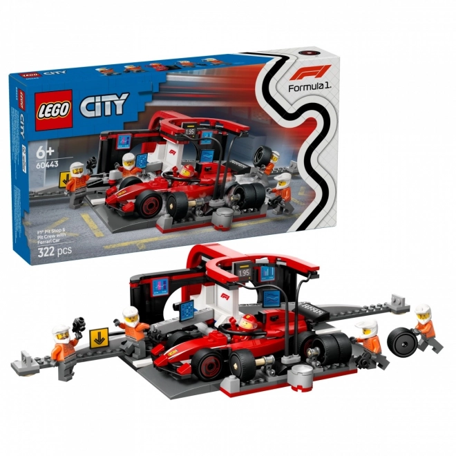 LEGO City 60443 Arrêt aux stands F1 avec mécaniciens et voiture Ferrari