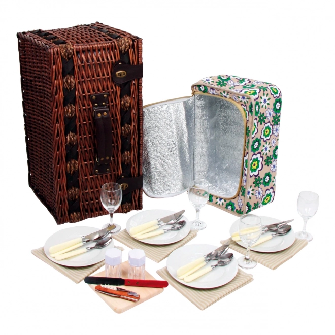 Véritable panier pique-nique pour 4 personnes Deluxe