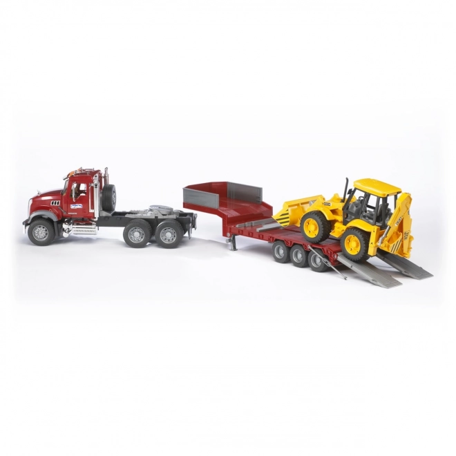 Camion Bruder MACK Granit avec remorque et tracteur JCB