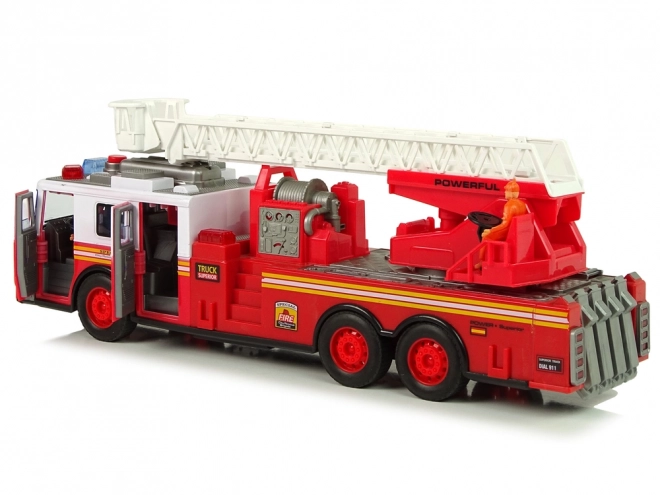 Camion de pompiers à friction Lumières Sons Échelle Portes Ouvrables