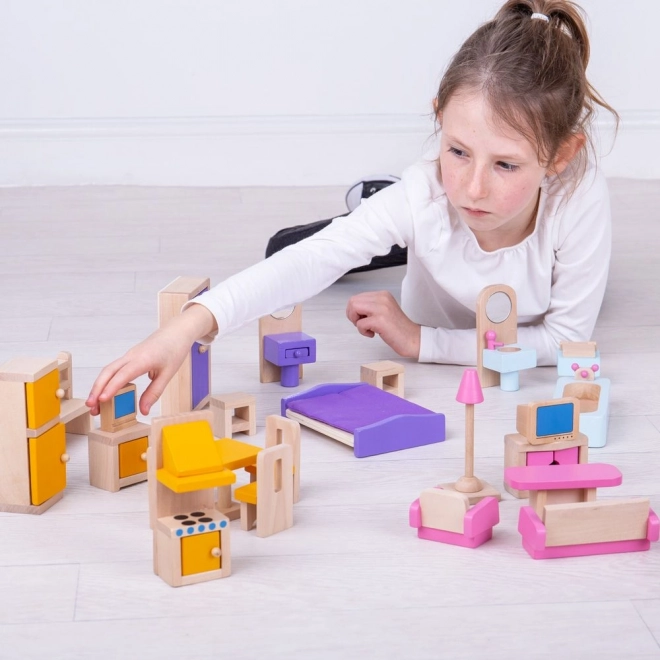 Mobilier en bois pour maison de poupées