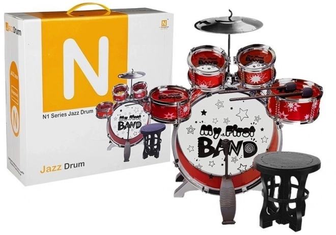 Percussion 5 tambours avec cymbales Chaise Rouge