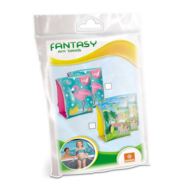 Brassards gonflables flamant rose et jungle 15x23 cm 2-6 ans