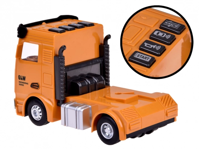 Ensemble interactif camion avec remorque dépliable, grue et chariot élévateur