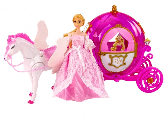 Ensemble magique avec carrosse de cheval et princesse